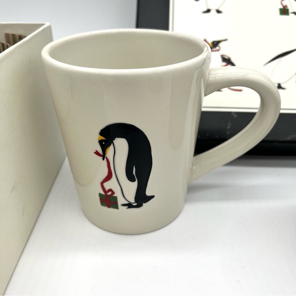 2007 BIA Cordon Bleu Embossed Christmas Holiday Penguin Mugs Set of 4 - Picture 3 of 9